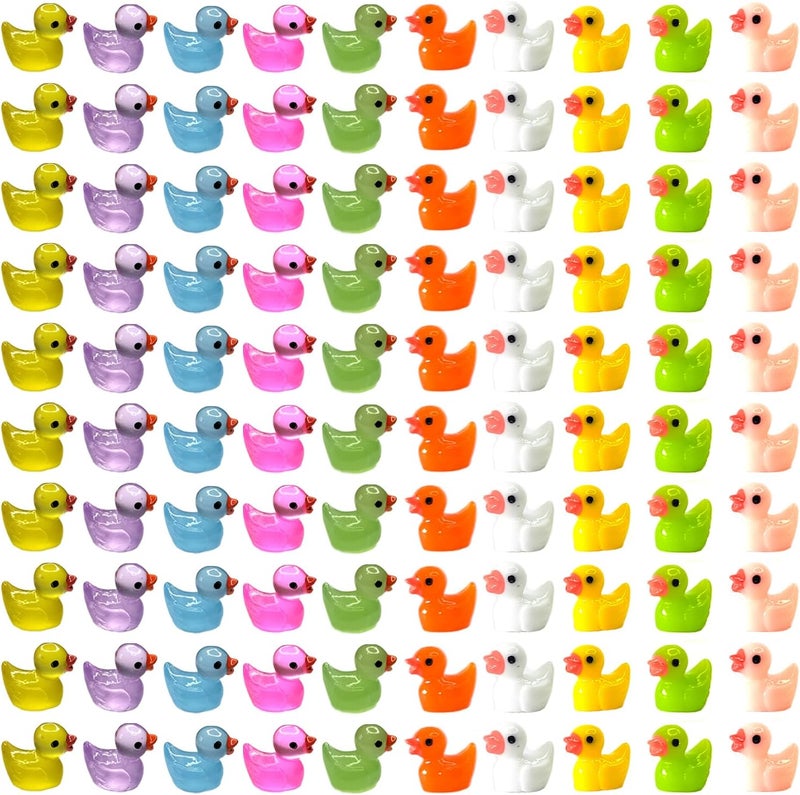 Cidinge 100pcs Mini Luminous Ducks & Resin Ducks for Micro Garden & Dollhouse Decor - Image 1